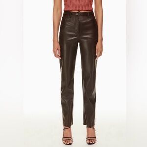 Aritzia Melina Leather Pants in Dark Brown